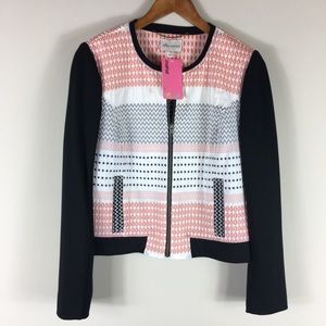 Ella Moss Textured Mix Print Bomber Jacket Coat M